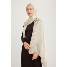 Schaless Ritmik Geometri - Bej - Aurora Desenli Janjan Şal - 70X190 cm