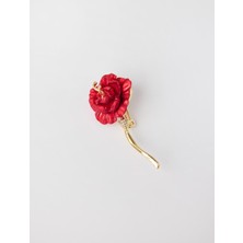 Jimmy Key Kırmızı Gül Figürlü Broş