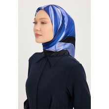 Schaless Göksel Gelgit - Saks - Aurora Desenli Janjan Eşarp - 90X90 cm