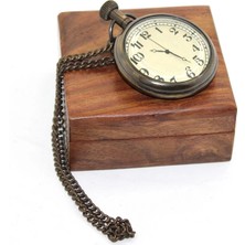 SiHako Ahşap Kutulu Pirinç Köstekli Saat 16155