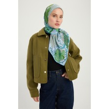 Schaless Mercan Bahçesi - Mavi - Efilia Desenli Eşarp - 90X90 cm