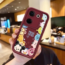 Ucuc Tecno Camon 20/20 Pro 4g Uyumlu Burgundy Silikon Kılıf Sevimli Kartoon Desenli Kamerayı Koruyan Anti-Çarpma