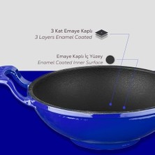 Storemax Döküm Mini Wok Yekpare Kulplu Çap 16CM Mavi
