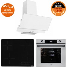 Afm Tech  Hira Elektrikli Vitroseramik Turbo Beyaz Dijital  Ankastre Set ( FM3301 + V6-04 + FM7701)