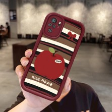 Ucuc Xiaomi Redmi Note 10/10S Uyumlu Kamera Koruma Bordo Yumuşak Silikon Trend Meyve Düğümü Deseni Kılıfı