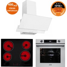 Eminçelik ve Afm Tech Markalı/ Loft Elektrikli Vitro. Dijital  Ankastre Set (VC640 +FM7701+ FM3301)