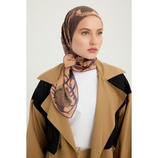 Schaless Mercan Bahçesi - Açık Kahve - Efilia Desenli Eşarp - 90X90 cm
