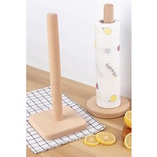 Gampus 1 Adet Katı Ahşap Mutfak Rulo Kağıt Tutucu Banyo Dikey Peçete Standı Raf Peçete Dispenser Tutucu