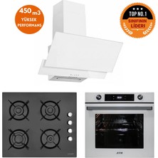 Eminçelik ve Afm Tech Markalı/aces Turbolu Dijital Beyaz-Siyah Ankastre Set (12 225+ FM7701+FM3301)