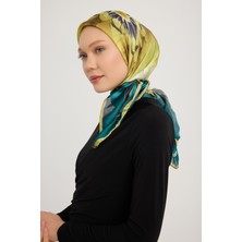 Schaless Güneş Çiçeği - Sarı - Aurora Desenli Janjan Eşarp - 90X90 cm