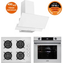 Eminçelik ve Afm Tech Markalı / Bold Turbolu Dijital Cam Beyaz Ankastre Set (12 226+ FM7701+FM3301)