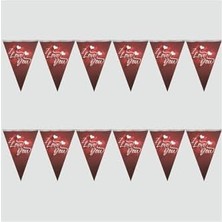 Storemax I You Temalı Kırmızı Beyaz Üçgen Flama Bayrak, Romantik Parti Dekorasyonu, Sevgililer Günü Süslemesi