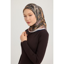 Schaless Altın Bahçe - Lacivert - Aurora Desenli Janjan Eşarp - 90X90 cm