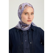 Schaless Çiçek Tahtı - Lila - Efilia Desenli Eşarp - 90X90 cm