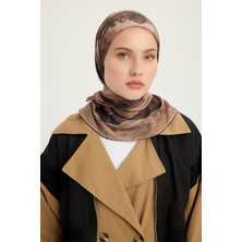 Schaless Köklerin Aynası - Kahverengi - Efilia Desenli Eşarp - 90X90 cm