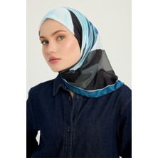 Schaless Renklerin Lalesi - Mavi - Efilia Desenli Eşarp - 90X90 cm