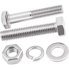 Labshop41 Akb M8X120MM Altıköşe (Altıgen,anahtar) Başlı Vida , Somun , Rondela ve Yaylı Pul  3 Takım  (RF146)