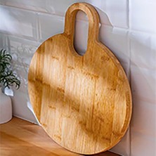 Storemax Ahşap Kesme Tahtası, Dekoratif Mutfak Sunum Tahtası (Yuvarlak Saplı)