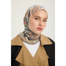 Schaless Çiçek Tahtı - Pudra - Efilia Desenli Eşarp - 90X90 cm