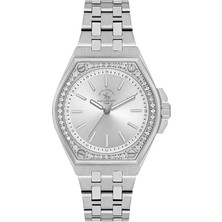 Santa Barbara Polo & Racquet Club Santa Barbara Polo Racquet Club SB.1.10589-1 Taşlı Tasarım Çelik Kordonlu Suya Dayanıklı Metalik Renk Kadın Kol Saati