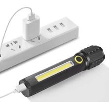 Storemax P50 + Cob LED Zoomlu Alüminyum Şarjlı El Feneri | Süper Parlak 800 Lümen, 3 Modlu, 800 Mah Kapasite, USB Şarj, Taşıma Çantalı