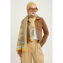 Schaless Süvarinin Arması - Sarı - Vierra Desenli Viskon Şal - 70X190 cm