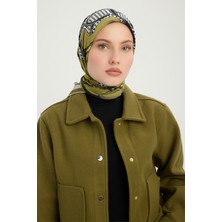 Schaless Süvarinin Arması - Olive - Vierra Desenli Viskon Eşarp - 90X90 cm