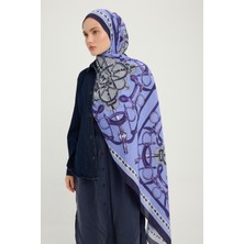 Schaless Süvarinin Arması - Mavi - Vierra Desenli Viskon Şal - 70X190 cm