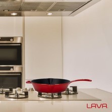 Storemax Döküm Yuvarlak Kızartma Tavası Döküm Demir Yekpare Saplı. ÇAP(Ø)24CM - Kırmızı