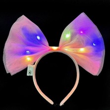 Nexgen Rengarenk LED Işıklı Fiyonk Tül Parti Tacı Pembe MCHD-RSETT34