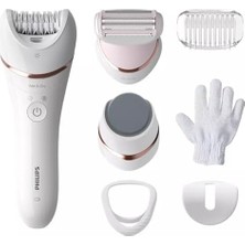 Storemax Philips Epilasyon Cihazı, Islak ve Kuru Kablosuz Kullanım, LED Işık, Ekstra Geniş Başlık, Hassas Bölge Başlığı, Pedikür Ayak Törpüsü, 6 Aksesuar Dahil, Beyaz Renk, BRE730/05