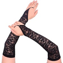 SiHako Parmak Askılı Zarif Gece Şıklığı Dantel Eldiven 40 cm