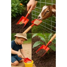 Storemax Mini Saplı Bahçe Küreği, Renkli Metal Başlık, Ahşap Sap, Hobi Bahçesi, Hayvan Yemi Verme, Çocuklar Için Güvenli, Saksı Toprağı Taşıma, Mini Boy, Hafif ve Dayanıklı Çok Amaçlı Bahçe Küreği