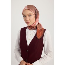Schaless Gizli Bahçe - Gül Kurusu - Aurora Desenli Janjan Eşarp - 90X90 cm