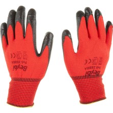 Storemax PU17 Pn5 Zebra Polyester Örme Nitril Eldiven Çift, No 10, Kırmızı Siyah