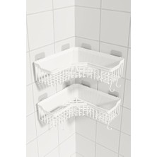 Storemax Köşe Yapışkanlı Banyo Rafı, 2'li Banyo Düzenleyici, Duvar Duş Rafı Bany Organizer Şampuanlık