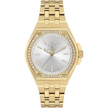 Santa Barbara Polo & Racquet Club Santa Barbara Polo Racquet Club SB.1.10589-2 Taşlı Tasarım Çelik Kordonlu Suya Dayanıklı Altın Renk Kadın Kol Saati