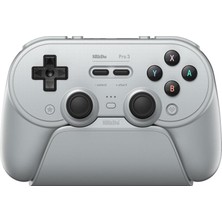 8bitdo Pro 3 Tmr Joystick Hall Effect Triggers Bluetooth Controller Nintendo Switch Kablosuz Oyun Kolu , Pc, Macos, Android, Steam & Raspberry Pi Grey