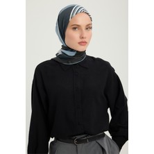 Schaless Gece ve Gündüz - Mavi - Efilia Desenli Eşarp - 90X90 cm