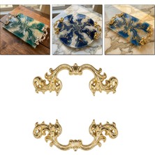 Tahtakale Toptancı Barok Desenli Vintage Stil Lüks Tepsi ve Sunum Kulpu 9 cm (2 Adet)  Gold
