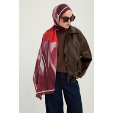 Schaless Işıklı Çiçekler - Bordo - Vierra Desenli Viskon Şal - 70X190 cm