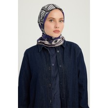 Schaless Süvarinin Arması - Mor - Vierra Desenli Viskon Eşarp - 90X90 cm