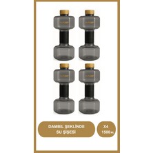 H2PUMP Dambıl Şeklinde Su Şişesi | 1.5 Litre Spor Matara | X4 Adet