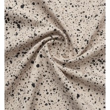 Podyum Baskı Krem Rengi Siyah Suluboya Desenli Dijital Baskılı Döşemelik Koltuk Kumaşı, Kırlent, Minder Kumaşı 100X140