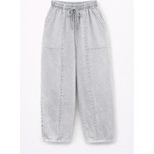 Mixray 4573 Kadın Önü Çımalı Gabardin Şalvar Pantolon Gri