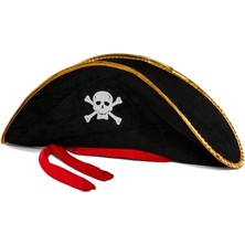 Nexgen Yetişkin Boy Kadife Jack Sparrow Denizci Kaptan Jack Korsan Şapkası 50X20 cm MCHD-RSETT34