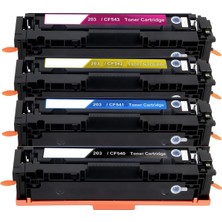 Hp (CF540A CF541/42/43) (203A) 4 Renk Çipli Muadil Toner Seti Hp Color Laserjet Pro Mfp M280NW (T6B80A) Yazıcı Uyumlu