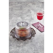 Sb Shopping Akrilik Barok Füme Renk Kek Fanus & Kek Saklama Kabı & Şık Sunum Organizeri 26 cm