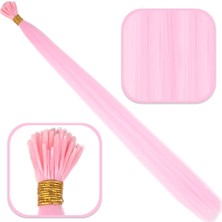 Sb Shopping Fiber Sentetik Boncuk Kaynaklık Renkli Saç / Şeker Pembe / 100 Adet