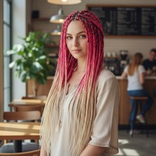 Sb Shopping Afrika Örgüsü ve Rasta Için Sentetik Ombreli Saç / Pembe / Platin